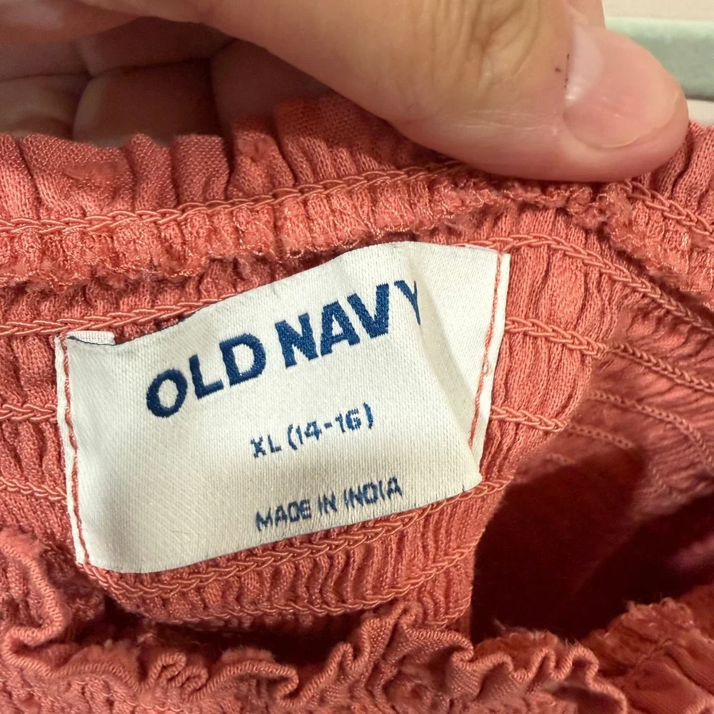 Old Navy Girls XL 14-16 Dusty Rose Smocked Tiered Dobby Cami Sundress Terracotta